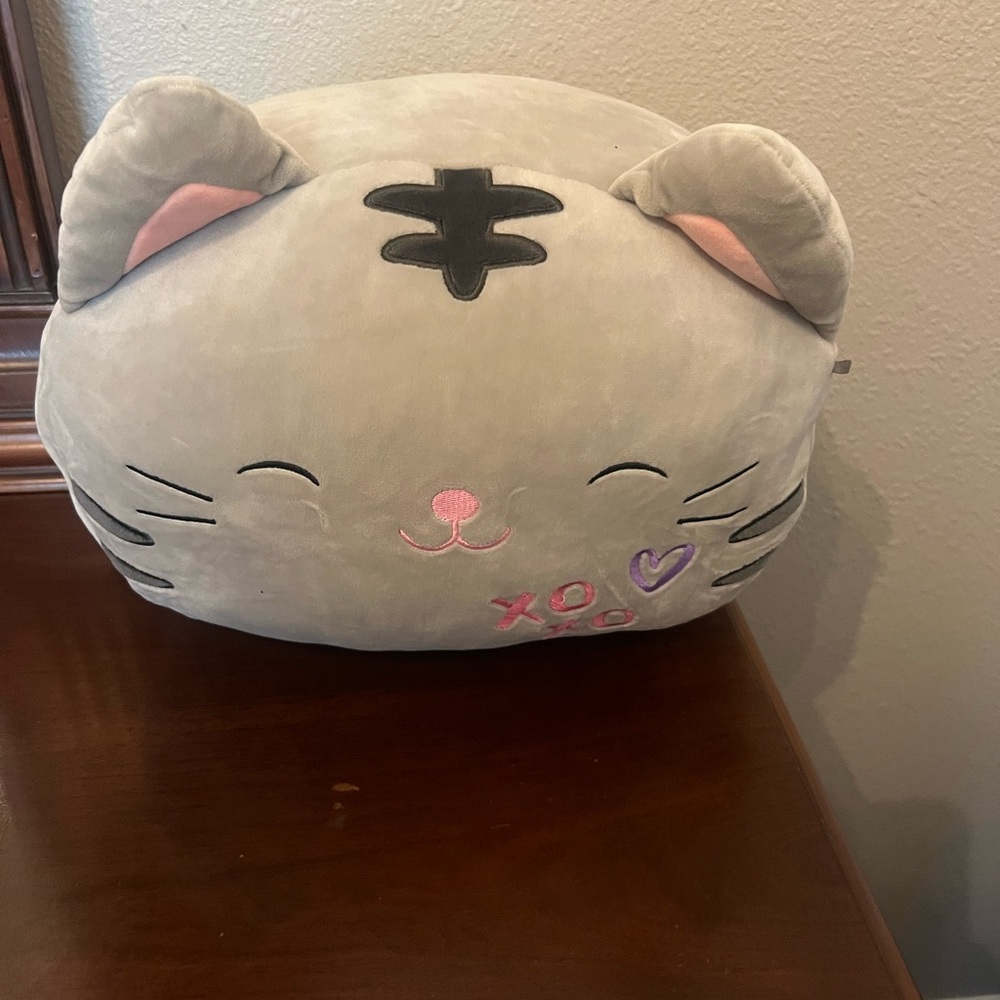 Squishmallows Tally the Gray Cat Plush with Pink Accents stackable